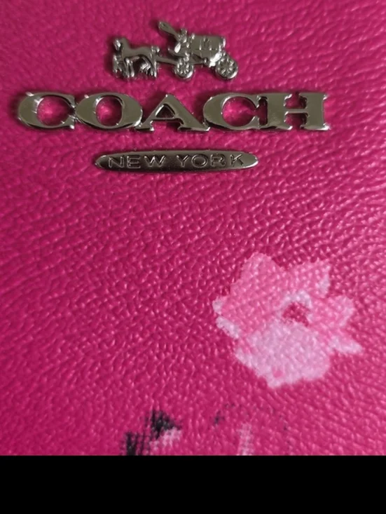 COACH F35161 PINK FLORAL/Silvertone Street Zip Tote Project Bag FAIR - Picture 4 of 17